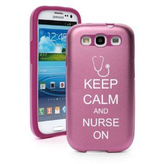 Pink Samsung Galaxy S III S3 Aluminum & Silicone Hard Case SK195 Keep Calm and Nurse On Cell Phones & Accessories