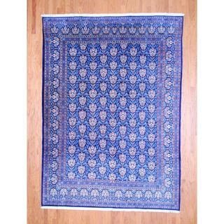 Persian Hand knotted Kashan Navy/ Ivory Wool Rug (8'2 x 11'3) 7x9   10x14 Rugs