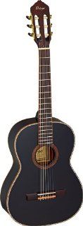 Ortega R221BK 78 Acoustic Classical Guitar Black High Gloss 7/8 Size + Gig Bag Musical Instruments