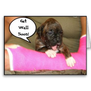 Get well soon boxer puppy greeting card