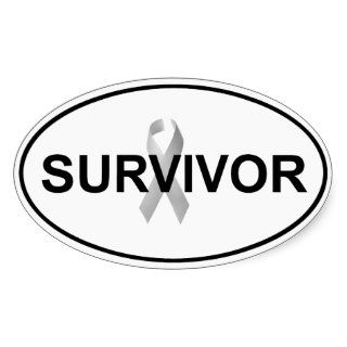 Cancer Survivor Euro Oval Sticker Decal