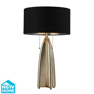 HGTV HOME Gold Leaf and Black Modern Table Lamp HGTV HOME Table Lamps