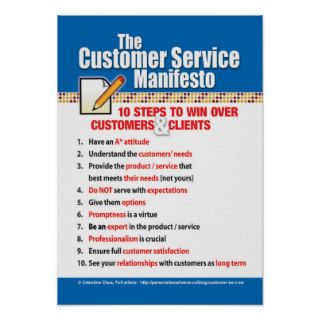 "Customer Service Manifesto" Poster
