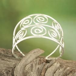 Handcrafted Silver Plated S Spirals Cuff Bracelet (India) Bracelets