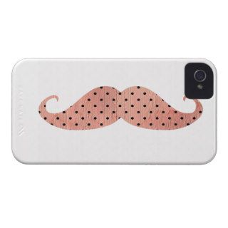 Funny Pink Polka Dots Mustache iPhone 4 Case