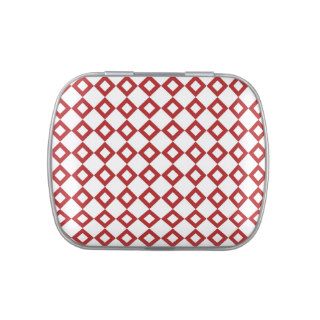 White and Red Diamond Pattern Jelly Belly Candy Tin