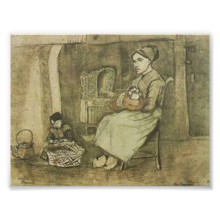 Van Gogh   Mother at the Cradle and Child nearby Posters