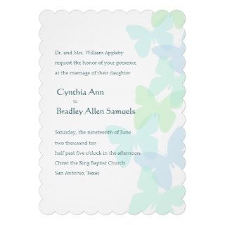 Any Color Blue and Green Butterfly Wedding Invitation