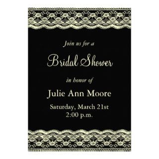 Ivory Lace on Black Bridal Shower Custom Invitation
