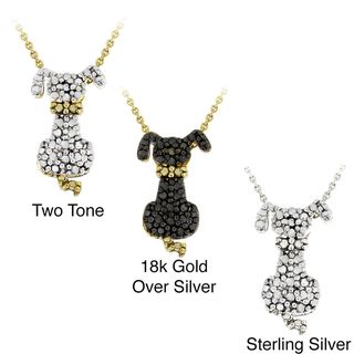 DB Designs 18k Yellow Gold Over Silver Black Diamond Accent Dog Necklace DB Designs Diamond Necklaces