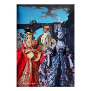 ANTIQUE ITALIAN PUPPETS MASQUERADE COSTUME PARTY POSTER