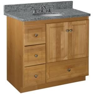 Simplicity by Strasser Ultraline 36 in. W x 21 in D x 34 1/2in H Vanity Cabinet Only with Left Drawers in Natural Alder 01.301.2