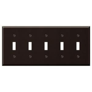 Creative Accents Steel 5 Toggle Wall Plate   Antique Bronze 9AZ105