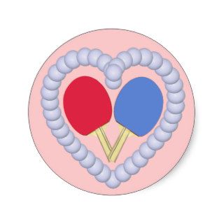 RB Ping Pong Paddle Heart Round Stickers