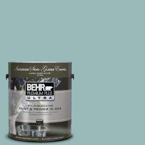 BEHR Premium Plus Ultra 1 gal. #PPU12 6 Lap Pool Blue Semi Gloss Enamel Interior Paint 375401