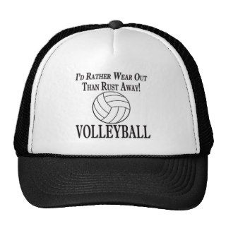 Volleyball Funny Id Rather Wear Out Than Rust Away Mesh Hats