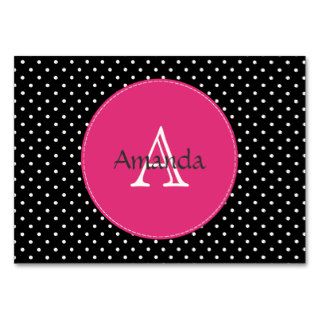 Artistic Retro Polka Dots White Black Pink Business Card
