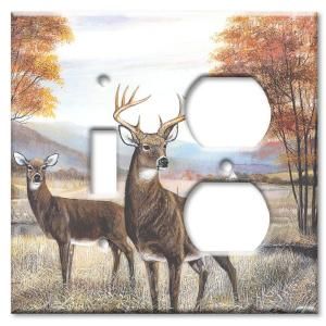 Art Plates White Tail Deer   Switch / Outlet Combo Wall Plate SO 315