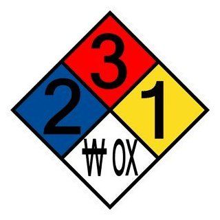 NFPA 704 2 3 1 W Ox Sign NFPA PRINTED 231W OX NFPA Diamonds  Message Boards 
