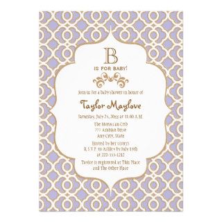 Lavender Gold Moroccan Baby Shower Invitations