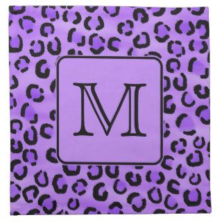 Purple Leopard Print Custom Monogram. Cloth Napkin