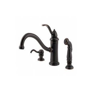 Pfister GT34 PTYY Marielle One Handle Kitchen Faucet with Side Spray and Soap Dispenser, Tuscan Bronze   Touch On Kitchen Sink Faucets  