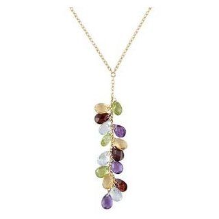 14k Solid Gold Multi Stone Briolette Necklace (10.5.cts.tw.) Pendant Necklaces Jewelry