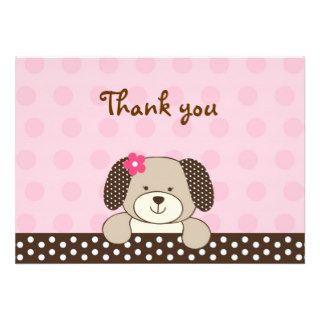 Pink Puppy Dog Thank You Note Cards Custom Invitation