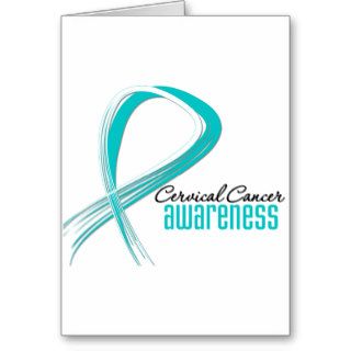 Cervical Cancer  Awareness Grunge Ribbon Greeting Card