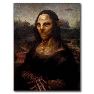 UFO Alien Mona Lisa Post Card