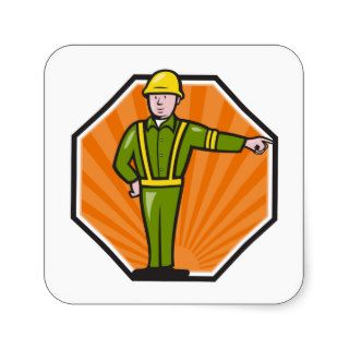 Emergency Worker Pointing Side Cartoon Sticker