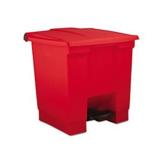 * Step On Waste Container, Square, Plastic, 8gal, Red *   Waste Bins