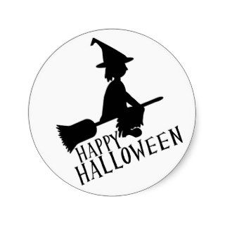 Happy Halloween Flying Witch Stickers