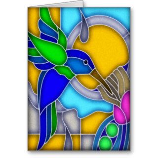 Hummingbird Stained Glass Look Greeting Card