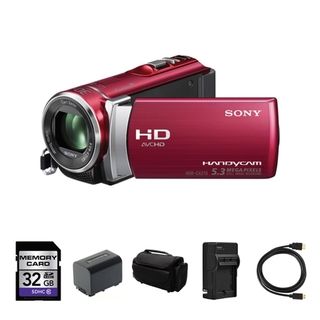 Sony HDR CX210 High Definition Handycam Red Camcorder 32GB Bundle Sony Digital Camcorders