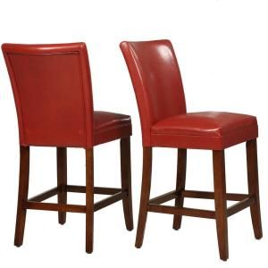 Home Decorators Collection 24 in. H Red Wine PU Leather Bar Stools (Set of 2) DISCONTINUED 40721WR 24[2PC]