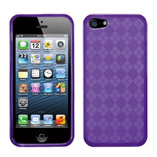 BasAcc Purple Checker TPU Rubber Skin Case for Apple iPhone 5 BasAcc Cases & Holders