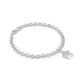 6 1/2 In Toddlers And Children Silver Diamond Flower Charm Bracelet Jewelry