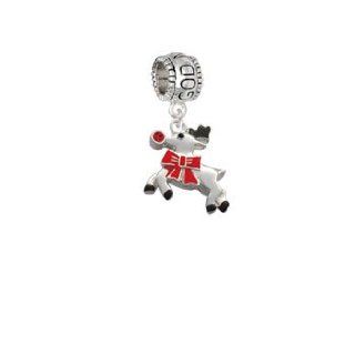 Reindeer with Red Crystal Godmother Charm Dangle Bead Delight & Co. Jewelry