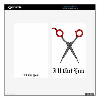 I'll Cut You (Red Hair Cutting Scissors) Kindle Fire Decals