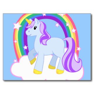 Cute Magical Unicorn with rainbow (Customizable) Postcard
