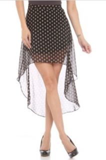247 Frenzy Hi lo Polka Dot Sheer Skirt   Black Taupe (X Small)