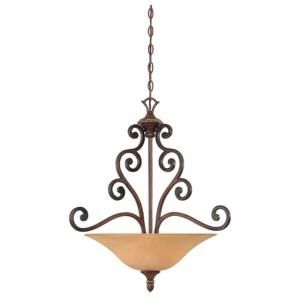 Designers Fountain Le Mans Collection 3 Light Burnished Walnut with Gold Accents Hanging Pendant HC1033