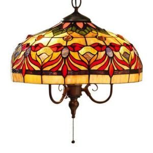 Home Decorators Collection Oyster Bay 14 in. Red and Yellow Kaleidoscope Pendant Fixture DISCONTINUED 3965130910