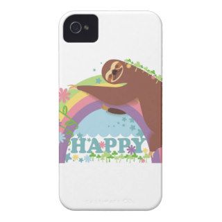 Funny happy rainbow sloth stars flowers Case Mate iPhone 4 case