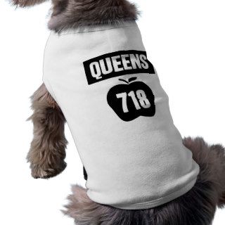 Queens 718 Cut Out of Big Apple &  Banner, 1 Color Pet Clothes