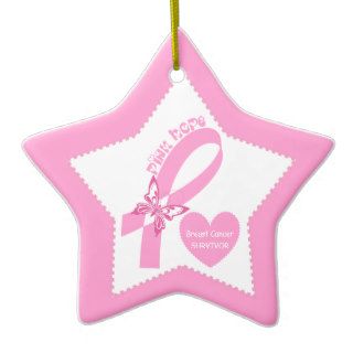 Pink Ribbon Pink Hope Breast cancer awareness Christmas Tree Ornaments
