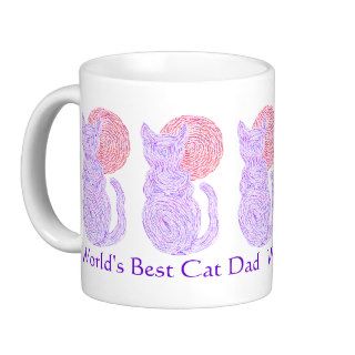 Colorful Purple Cat World's Best Cat Dad Fun Mug