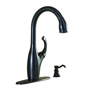 Glacier Bay Single Handle Pull Down Kitchen Faucet with Soap Dispenser in Mediterranean Bronze 65710N B8427H2