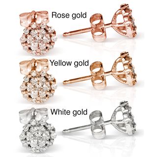 Annello 10k Gold 1/3ct TDW Diamond Cluster Stud Earrings (H I, I1 I2) Annello Diamond Earrings